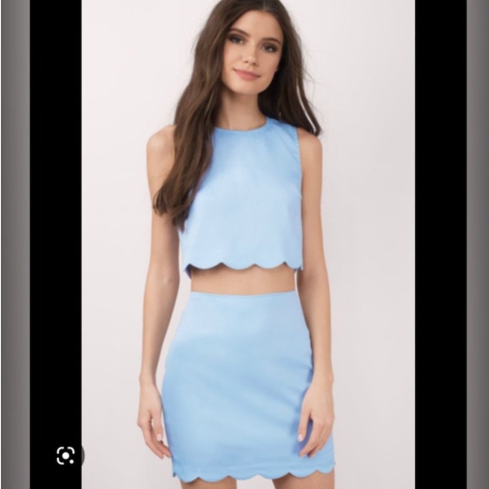 Tobi Scalloped Skirt Set- lightBlue/Periwinkle Size L